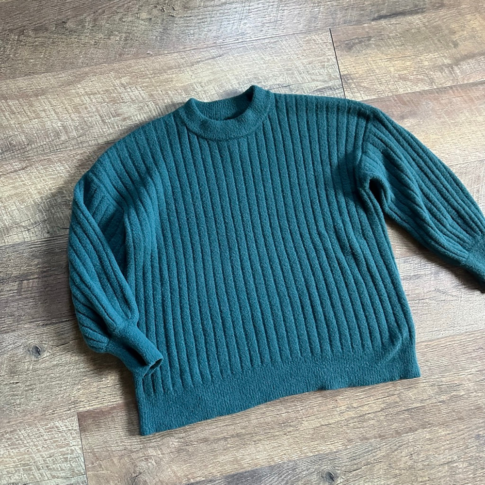 Women's Aerie Teal Ribbed Mock Neck Sweater XS
